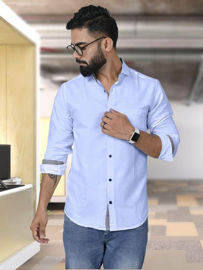 Tee Projekt Shirt for Men Cotton Spread Collar Button Down Long Sleeve Shirt Home, Regular, Home (Pack of 1)