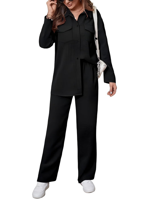 Greciilooks WomenS Textured Lycra Blend Casual Western Co Set (Gl-W.Co-Ord Set-W2251&Tr1188_Black