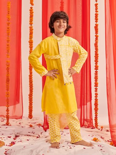 Pspeaches Boys Floral Printed Regular Kurta With Pyjamas (10-12Years)