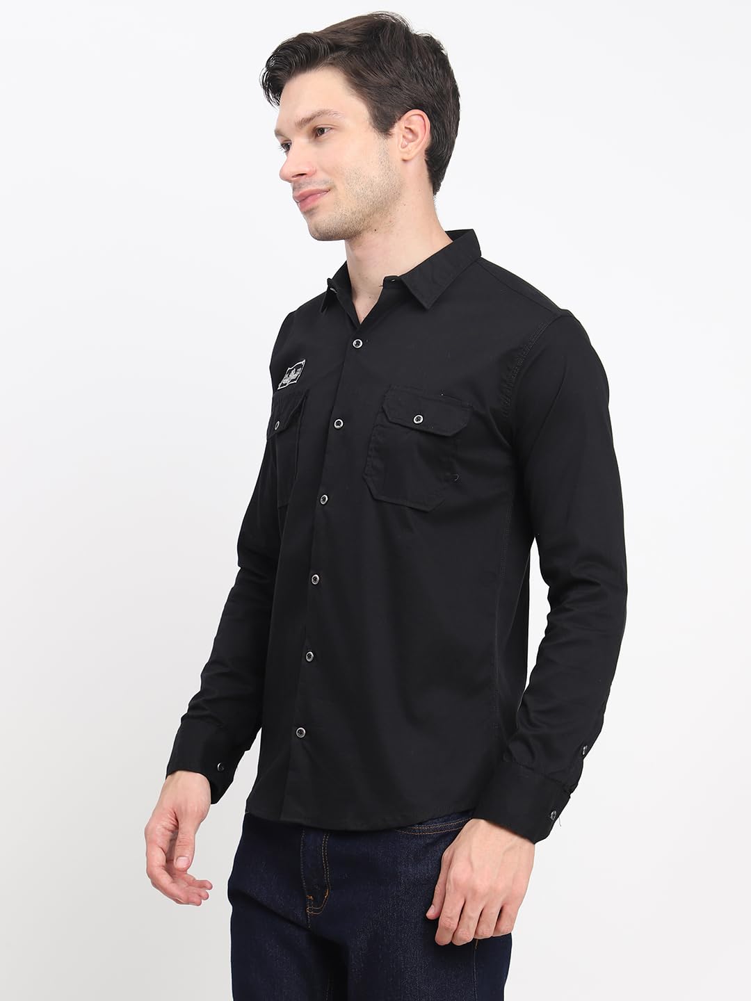 Shasmi Mens Double Pocket Cotton Shirt | Formal | Office Wear | Plain | Full Sleeve - Slim Fit Shirt for Men | Shirt for Men |