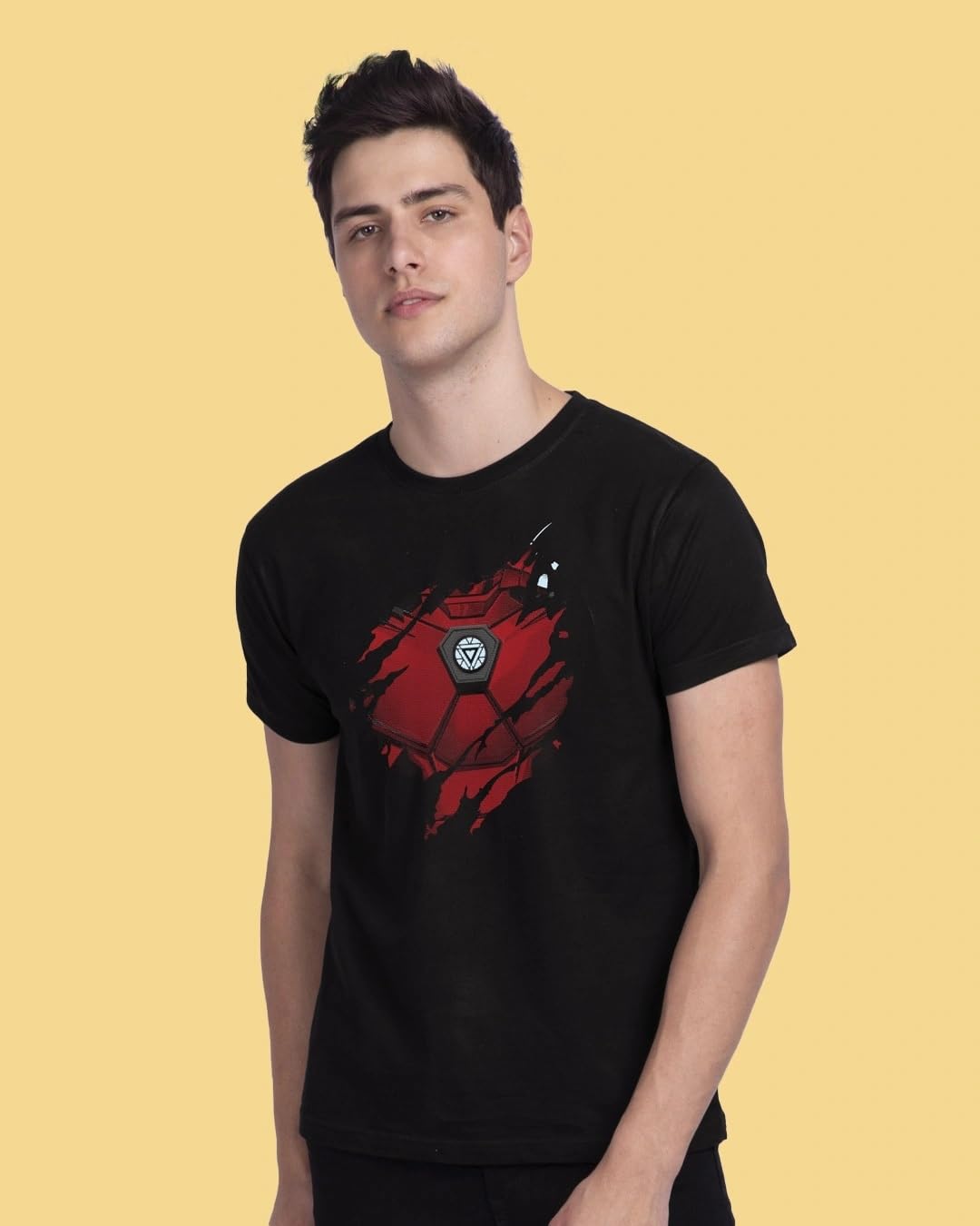 Bewakoof Mens Iron Man 100% Cotton T-Shirt - Regular Fit, Round Neck, Half Sleeves