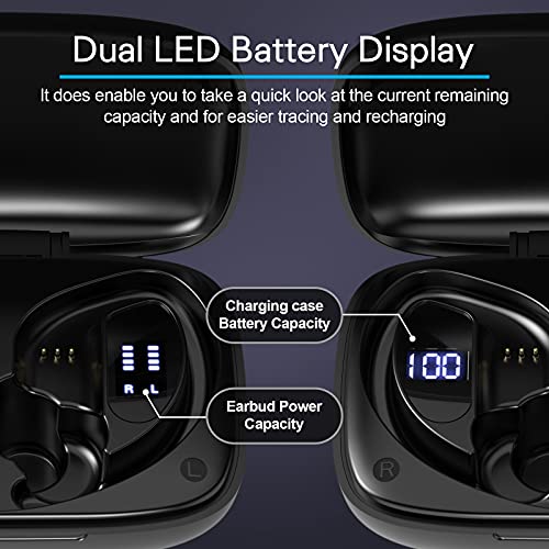 Caymuller Wireless Earbuds Bluetooth Headphones 48Hrs Play Back Sports Earphones With Led Display Built In Mic Deep Bass Stereo
