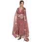 Shienzy WomenS Embroidered Chanderi Kurta Pant Set With Net Dupatta | V Neck, 3/4 Sleeve Ethnic Set | Outfit For Festive & Offi