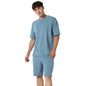 Campus Sutra Mens Solid Blue Casual Co-Ord Set for Casual Wear |Cotton Poly Lycra Fabric |Pull On T-Shirt |Pull On Shorts |Clot