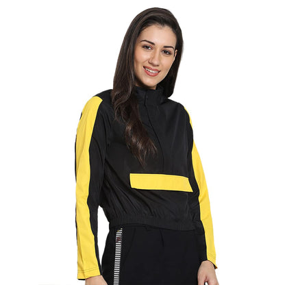Bewakoof Womens Black Color Block Windcheater