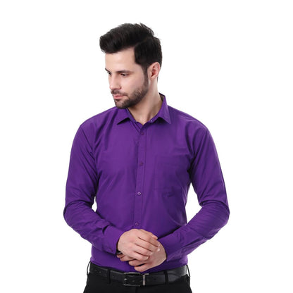 Xjarvis Austin MenS Cotton Blend Shirt |Slim Fit Formal Shirt With Pocket |Plain | Long Sleeve Spread Collar | Casual Wear Regu