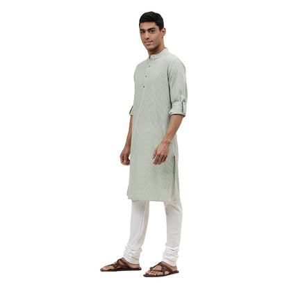 Fabindia MenS Cotton Striped Slim Kurta (1030813Lime_Green