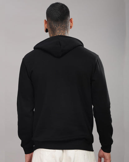 ADRO Men's Cotton Neck Hooded Regular Sweatshirt (H24-BOST-BL_Black, Large
