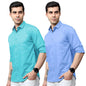 Tee Projekt Cotton Shirt for Men ll Front Pocket Shirt ll Stylish Long Sleeve Shirt ll Soild Regular Fit (Pack of 2)