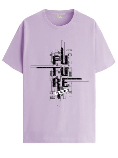 ADRO Men's Graphic Printed 100% Cotton T-Shirt - Regular Fit, Printed T-Shirts for Men (RN24-FTR-PU_Purple)