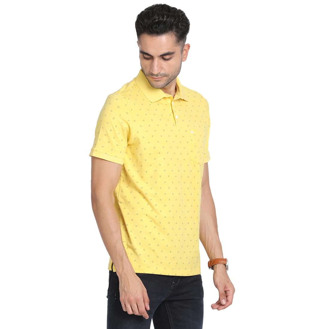 Turtle Men Cotton Stretch Slim Fit Lime Yellow Polo T-Shirt