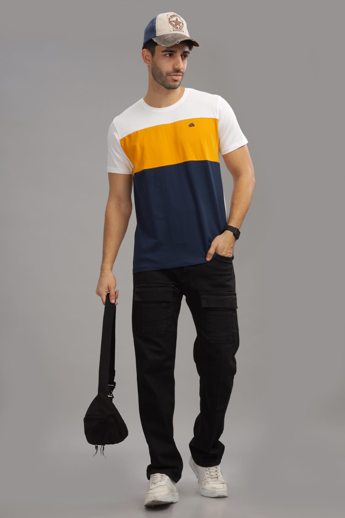 ADRO Tshirt for MenMulti Color T-Shirt for MenCotton T-ShirtMens TshirtRN8-24-WHMUNB