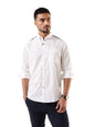 Dennis Lingo Men White - Navy Solid Spread Collar Full Sleeves Regular Fit Cotton Casual Shirt