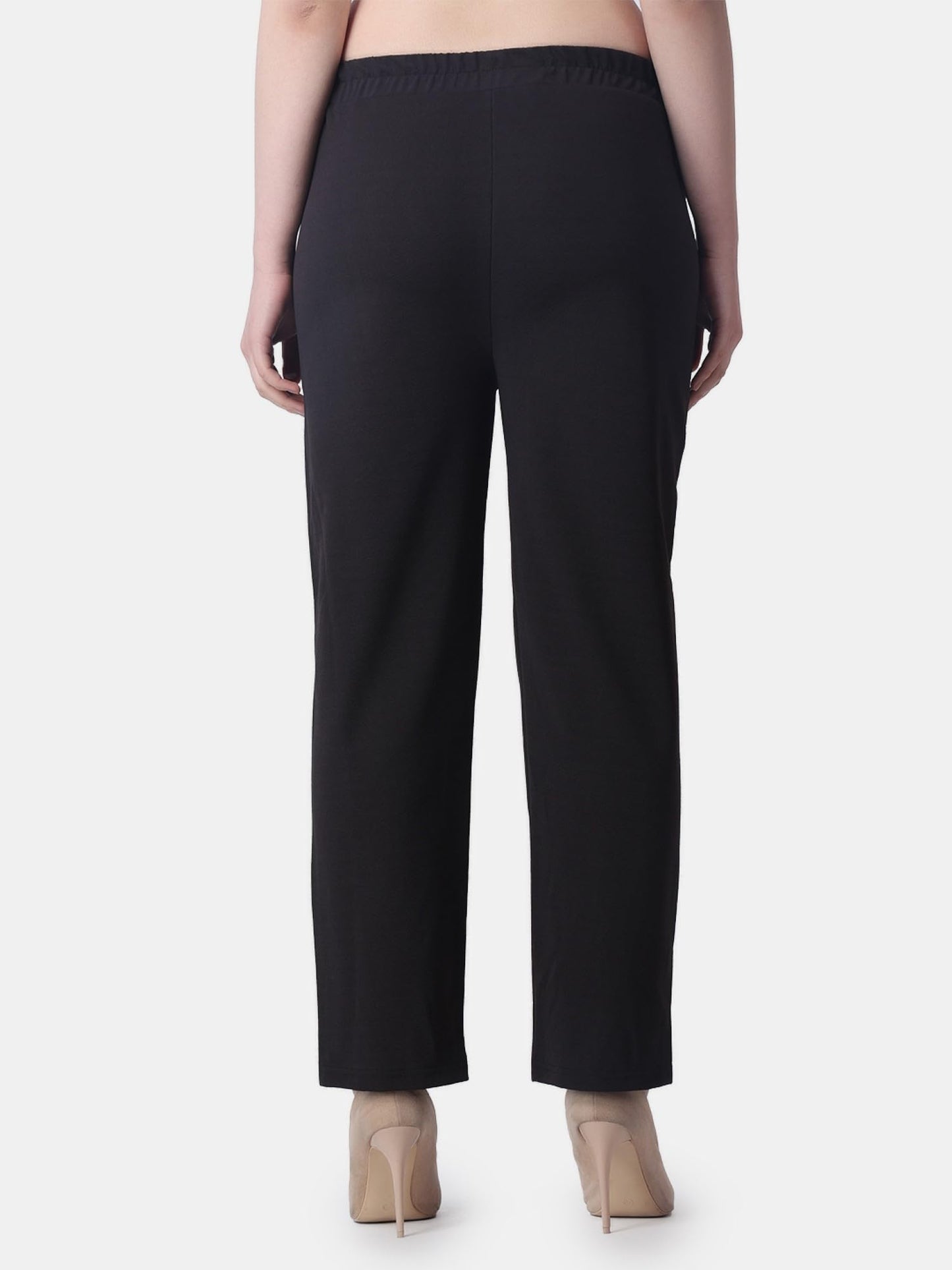 POPWINGS Casual Solid Trousers for Women || Straigh Leg Plain Women Trousers for Summer || Pull On Trousers for Women || Regular