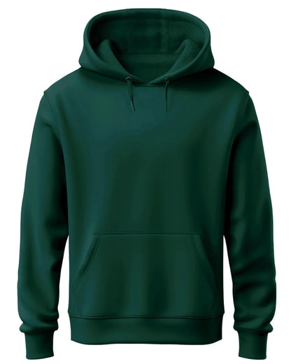 ADRO Men's Cotton Neck Hooded Sweatshirt (H24-PLN-GRN_Green