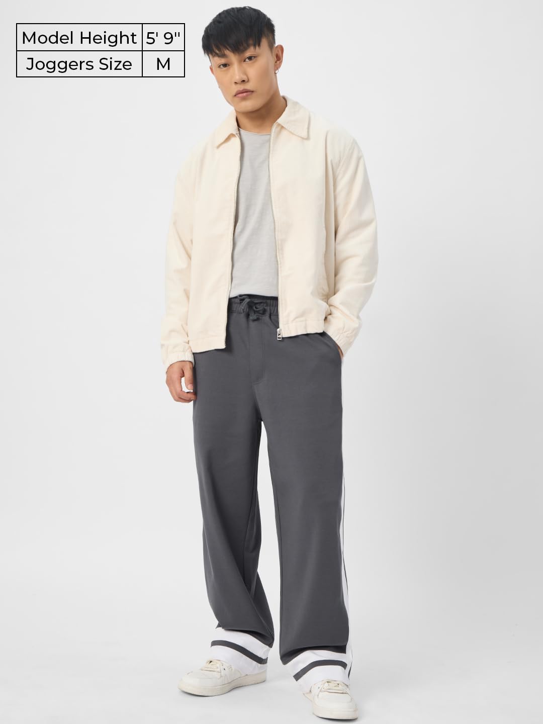 The Souled Store Korean Joggers: Slate Men and Boys Drawstringed Loose Fit Cotton Blend Korean Joggers