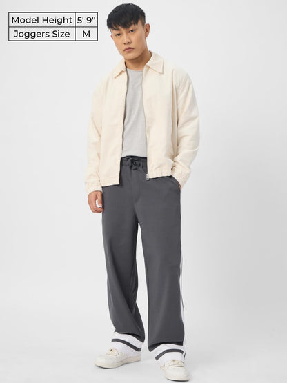 The Souled Store Korean Joggers: Slate Men and Boys Drawstringed Loose Fit Cotton Blend Korean Joggers