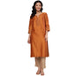 Fabindia WomenS Cotton Silk Embroidered Regular Fit Kurta (1039080Rust_Rust