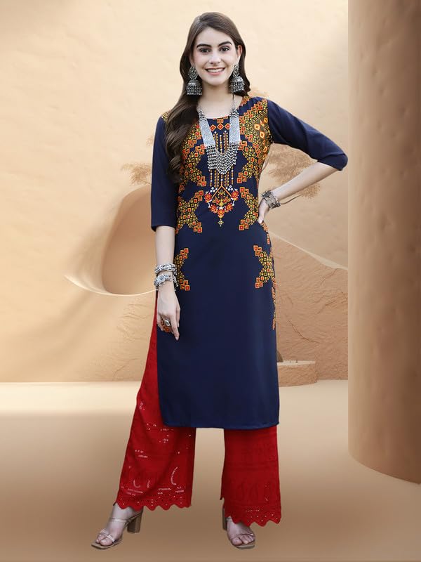 Pinkmint Womens Crepe Digital Print Straight Kurta [Pack of 6]