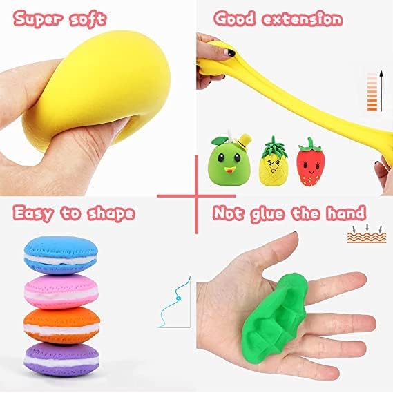Eclet (Pack of 12) Air Dry Clay, Colorful Children Soft Clay, Creative Art Crafts, Gifts for Kids-Multi Color. Non-Toxic Modelin