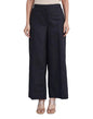Fabindia Black Cotton Linen Wide Leg Casual Pant