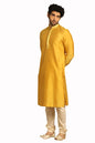 Manyavar Kurta Set for Men, Full Sleeves Mandarin Collar Ethnic Mens Kurta Set For Engagement, Wedding, Party Art Silk Solid (M