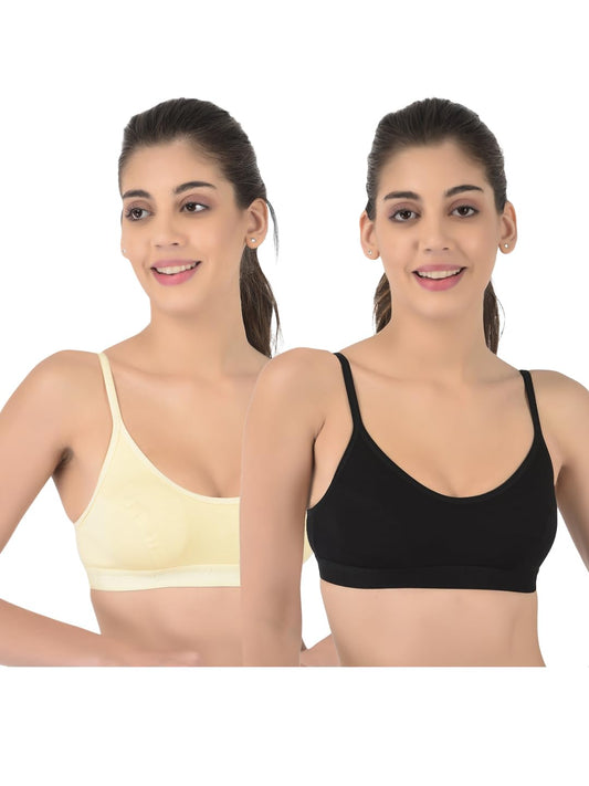 Softline Womens 100% Cotton Wire-Free Non-Padded Bra Combo | Breathable & Soft Fabric | Full Coverage & Everyday Comfort (Pack