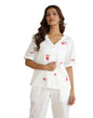 Fabindia White Cotton Linen Hand Embroidered Top