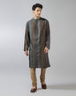 Fabindia Men's Viscose Blend Striped Relaxed Kurta (1033063GREEN_Green