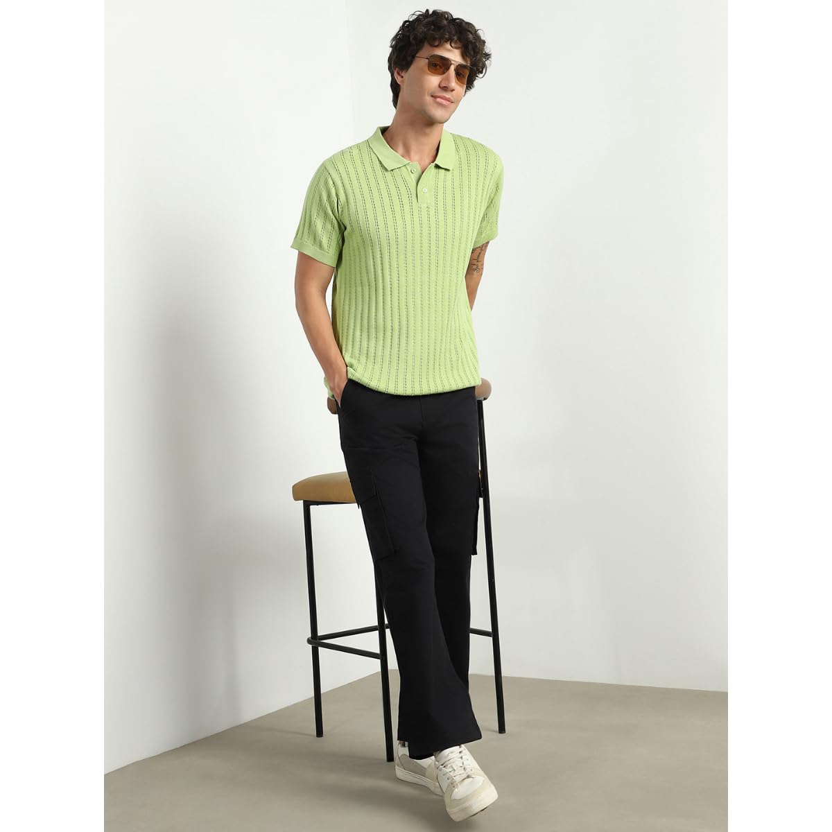Nobero MenS Self Design Regular Fit Polo Shirt (1M-Twpo-R0017_Taraggon