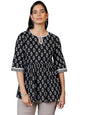 Libas WomenS Pure Cotton Printed A-Line Kurtis (26590_Black