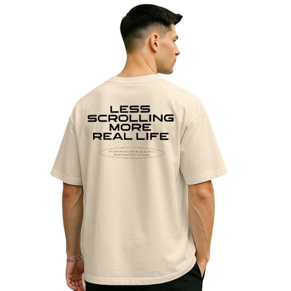 Nobero MenS Solid Oversized Fit T-Shirt (1M-Twrt-C0910-Og_Sand