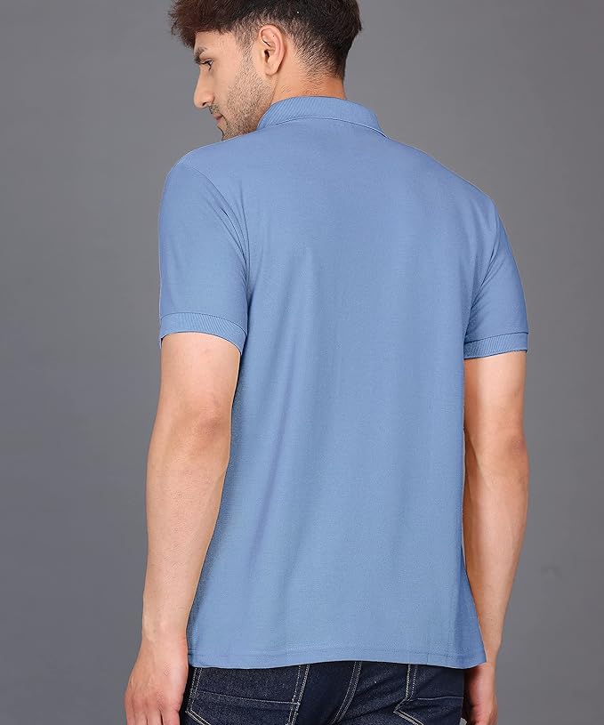 Baghadbillo MenS Regular Fit Solid Polo Half Sleeve T-Shirt Sky