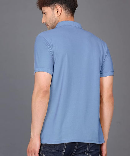 Baghadbillo MenS Regular Fit Solid Polo Half Sleeve T-Shirt Sky
