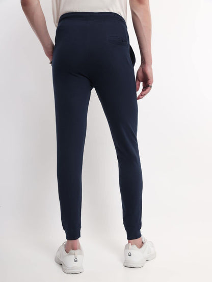 Nobero Navy Blue MenS Solid Color Slim Fit Night Sleep Lounge Running Joggers Lower Wear Sweat Bottoms Track Pants Outfit For M