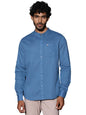 Thomas Scott 100% Cotton Linen Mandarin Collar Roll Up Sleeve Casual Shirts for Mens Teal