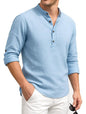 Deelmo MenS Cotton Blend Solid Regular Fit Full Sleeve Short Kurta | MenS Trendy Short Kurta Sky