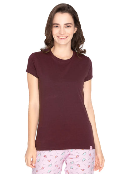 Lyra Women Solid Round Neck Tshirt