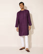 Fabindia Men's Viscose Blend Printed Slim Kurta (20027371_Purple