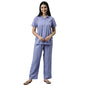 Enamor Essentials Relaxed Fit Modal Short Sleeve Printed Shirt & Mid Rise Pant Slounge Set for Womens-EC17 (EC17_Purple Geo AOP_