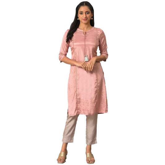 Aurelia WomenS Rayon Regular Pink Shantung Solid Kurta (23Fea13942-605331