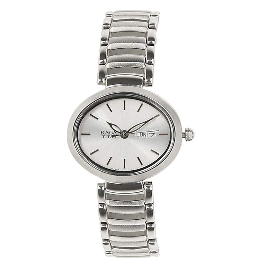 Titan Women Metal Silver White Dial Analog Watch -Nr2620Sm01, Band Color-Silver