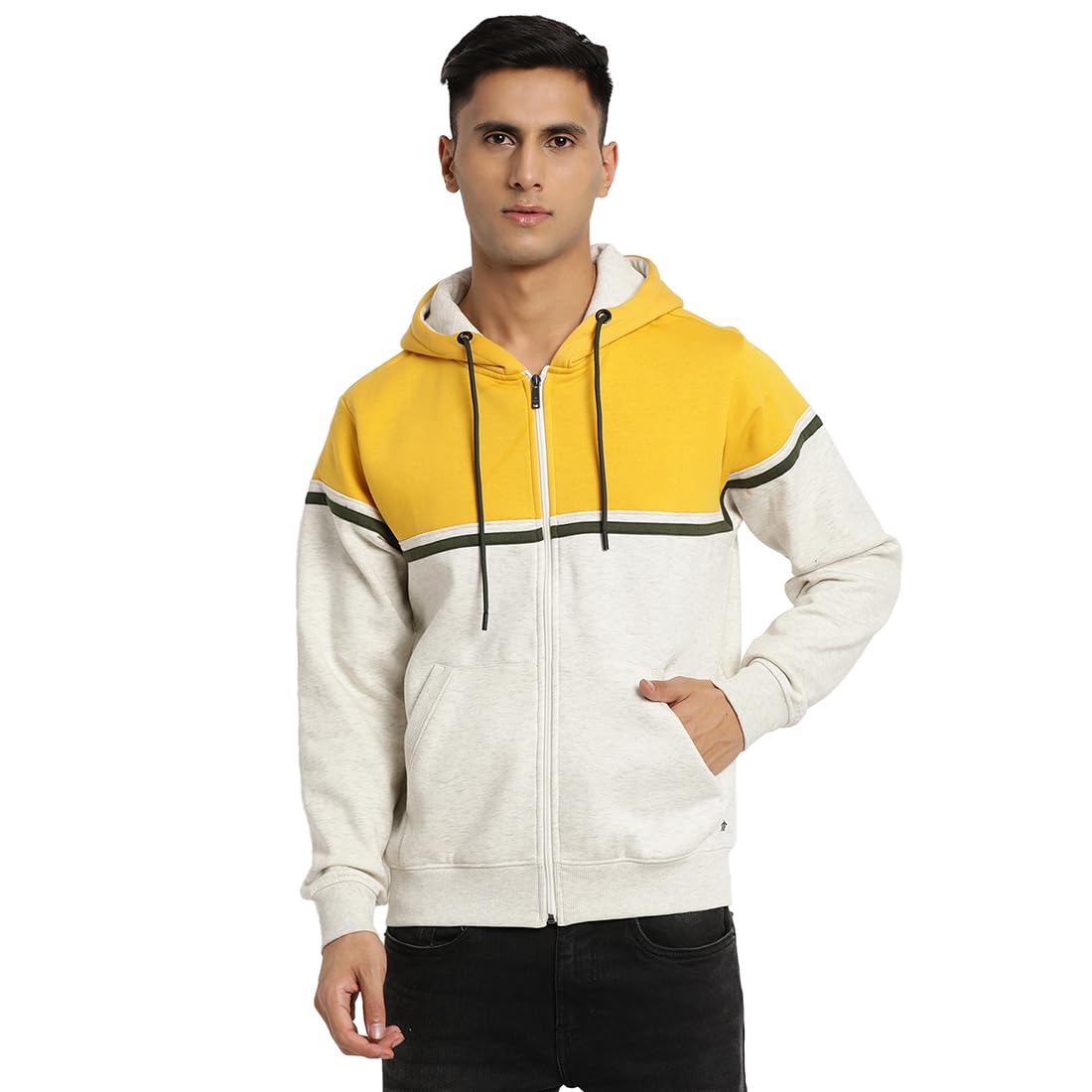 Turtle Men Poly Cotton Heather Grey Zipper Hooded Sweatshirt