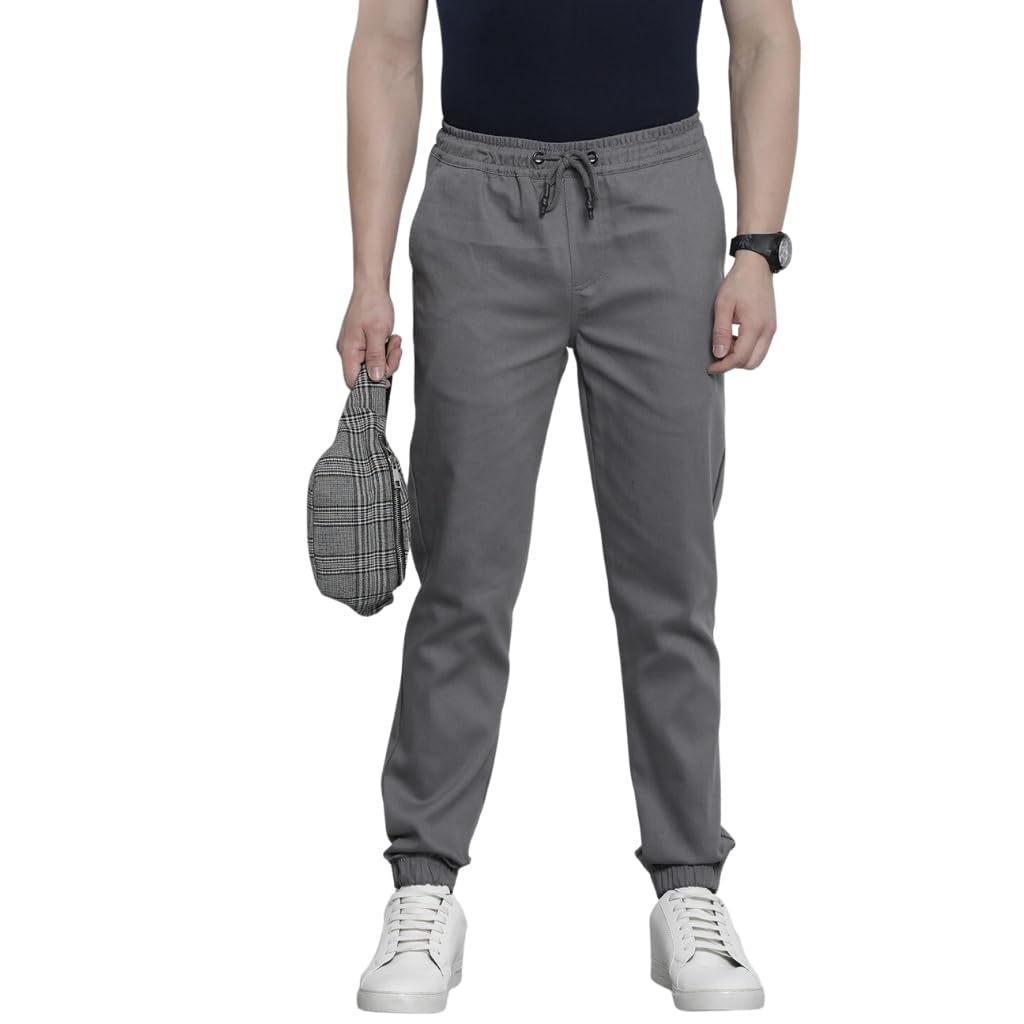 The Indian Garage Co Men Slim Fit Solid Mid-Rise Stretchable Chino Joggers