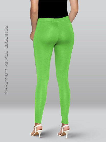 Premium Viscose Stretchable Ankle Length Leggings For Women Grass Green