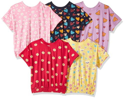 T2F Girls Cotton Printed Regular Fit Crop Top (Pack of 5)