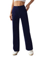 Toochki Women Spandex Pant Half-Elasticated Waist Regular Slim Fit Trouser, Pants for Office School Formal Casual Daily Use Navy