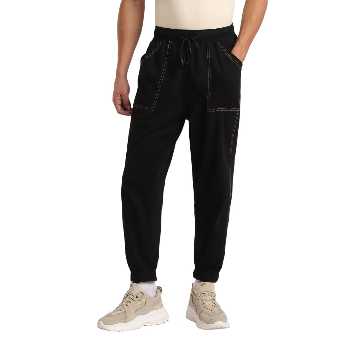 Nobero Owens Joggers MenS Solid Black Color Slim Fit Night Sleep Lounge Running Joggers Lower Wear Sweat Bottoms Track Pants Ou