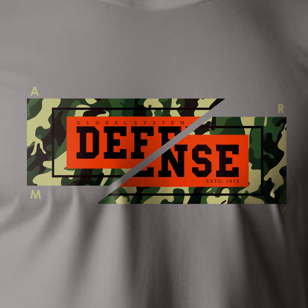 Peppyzone Mens Regular Fit T-Shirt (PZ-Army433_Grey4