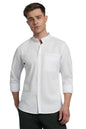 Dennis Lingo Men Solid Mandarin Collar Full Sleeves Regular Fit Casual Shirt Paper White